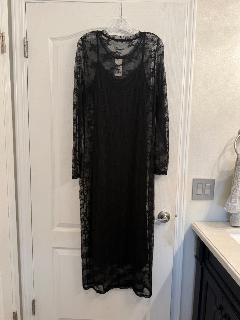 NWT BARIII 2 piece lace overlay slip dress combination size XL**